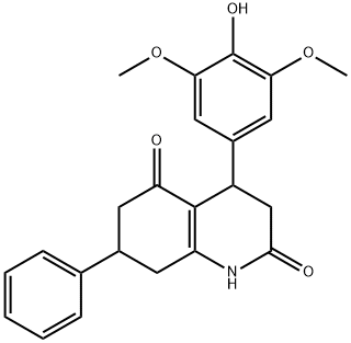 4-(4-hydroxy-3,5-dimethoxyphenyl)-7-phenyl-1,3,4,6,7,8-hexahydroquinoline-2,5-dione 化学構造式