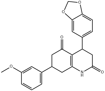 4-(1,3-benzodioxol-5-yl)-7-(3-methoxyphenyl)-1,3,4,6,7,8-hexahydroquinoline-2,5-dione Structure