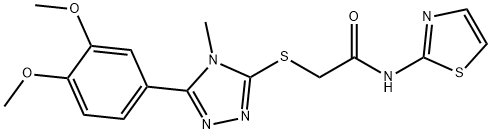 2-{[5-(3,4-dimethoxyphenyl)-4-methyl-4H-1,2,4-triazol-3-yl]sulfanyl}-N-(1,3-thiazol-2-yl)acetamide 结构式