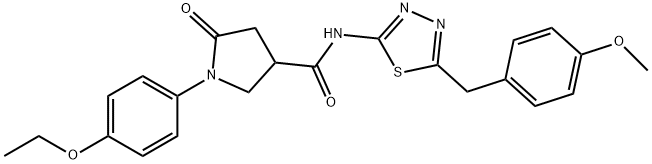 1-(4-ethoxyphenyl)-N-[5-[(4-methoxyphenyl)methyl]-1,3,4-thiadiazol-2-yl]-5-oxopyrrolidine-3-carboxamide Struktur