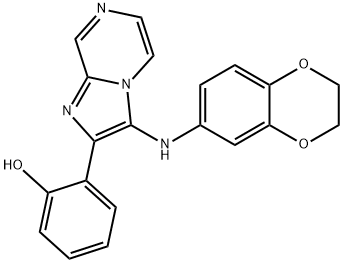 2-[3-(2,3-DIHYDRO-1,4-BENZODIOXIN-6-YLAMINO)IMIDAZO[1,2-A]PYRAZIN-2-YL]PHENOL, 879591-91-0, 结构式