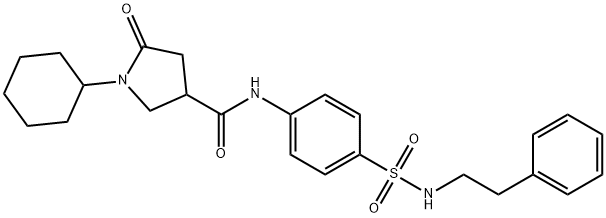 1-cyclohexyl-5-oxo-N-{4-[(2-phenylethyl)sulfamoyl]phenyl}pyrrolidine-3-carboxamide Structure