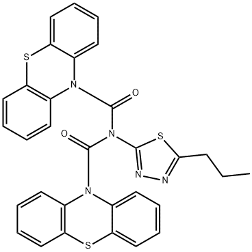 N-(phenothiazine-10-carbonyl)-N-(5-propyl-1,3,4-thiadiazol-2-yl)phenothiazine-10-carboxamide Structure