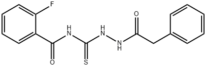 2-fluoro-N-{[2-(phenylacetyl)hydrazino]carbonothioyl}benzamide|