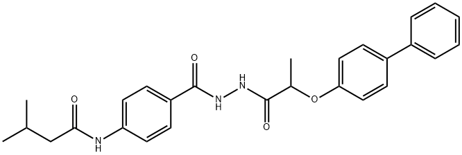 N-[4-({2-[2-(4-biphenylyloxy)propanoyl]hydrazino}carbonyl)phenyl]-3-methylbutanamide 结构式