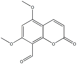 2H-1-Benzopyran-8-carboxaldehyde, 5,7-dimethoxy-2-oxo- Structure