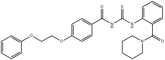 4-(2-phenoxyethoxy)-N-({[2-(1-piperidinylcarbonyl)phenyl]amino}carbonothioyl)benzamide Structure