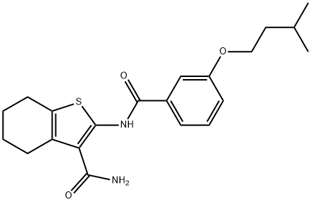 2-[[3-(3-methylbutoxy)benzoyl]amino]-4,5,6,7-tetrahydro-1-benzothiophene-3-carboxamide Structure