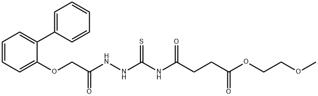 2-methoxyethyl 4-[({2-[(2-biphenylyloxy)acetyl]hydrazino}carbonothioyl)amino]-4-oxobutanoate 化学構造式