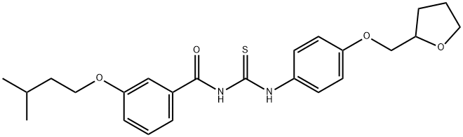 3-(3-methylbutoxy)-N-({[4-(tetrahydro-2-furanylmethoxy)phenyl]amino}carbonothioyl)benzamide 结构式