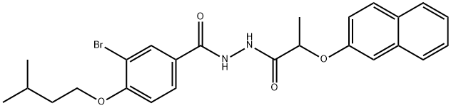 3-bromo-4-(3-methylbutoxy)-N'-[2-(2-naphthyloxy)propanoyl]benzohydrazide 结构式