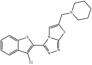 3-(3-chloro-1-benzothiophen-2-yl)-6-(piperidin-1-ylmethyl)-[1,3]thiazolo[2,3-c][1,2,4]triazole 结构式