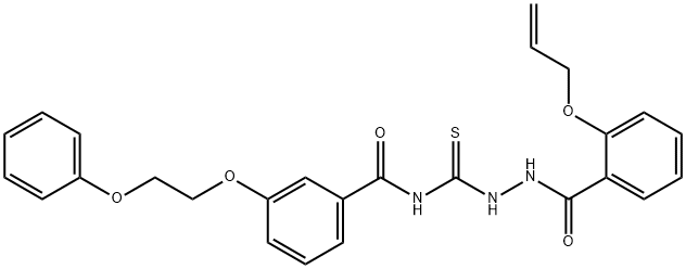 N-({2-[2-(allyloxy)benzoyl]hydrazino}carbonothioyl)-3-(2-phenoxyethoxy)benzamide 化学構造式