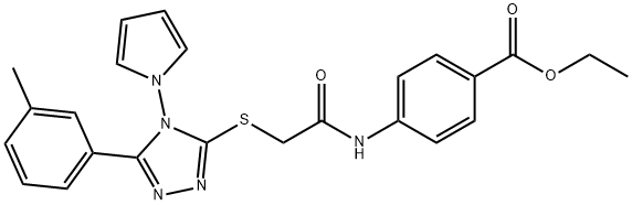 ethyl 4-[[2-[[5-(3-methylphenyl)-4-pyrrol-1-yl-1,2,4-triazol-3-yl]sulfanyl]acetyl]amino]benzoate Structure