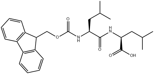 (S)-2-((S)-2-((((9H-Fluoren-9-yl)methoxy)carbonyl)amino)-4-methylpentanamido)-4-methylpentanoic acid 化学構造式