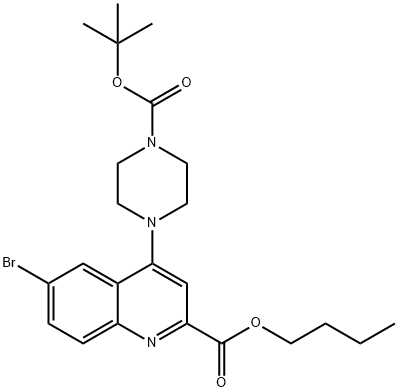 6-溴-4-(4-(叔丁氧基羰基)哌嗪-1-基)喹啉-2-羧酸丁酯, 887589-51-7, 结构式