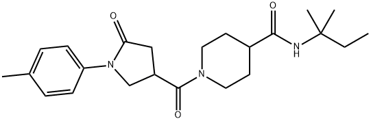 N-(2-methylbutan-2-yl)-1-{[1-(4-methylphenyl)-5-oxopyrrolidin-3-yl]carbonyl}piperidine-4-carboxamide,887673-92-9,结构式