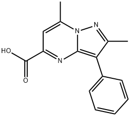 2,7-二甲基-3-苯基吡唑并[1,5-A]嘧啶-5-羧酸, 887833-47-8, 结构式