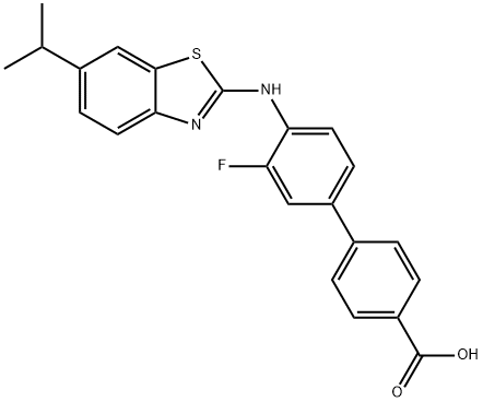 3'-Fluoro-4'-(6-isopropyl-benzothiazol-2-ylamino)-biphenyl-4-carboxylic acid Structure