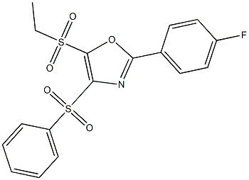 4-(benzenesulfonyl)-5-ethylsulfonyl-2-(4-fluorophenyl)-1,3-oxazole Structure