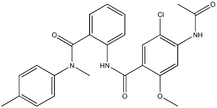 4-acetamido-5-chloro-2-methoxy-N-[2-[(4-methylphenyl)methylcarbamoyl]phenyl]benzamide,893247-76-2,结构式