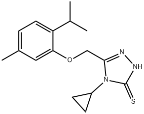 4-Cyclopropyl-5-(2-isopropyl-5-methyl-phenoxymethyl)-4H-[1,2,4]triazole-3-thiol 化学構造式