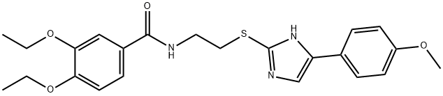 3,4-diethoxy-N-[2-[[5-(4-methoxyphenyl)-1H-imidazol-2-yl]sulfanyl]ethyl]benzamide Structure