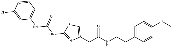 2-[2-[(3-chlorophenyl)carbamoylamino]-1,3-thiazol-4-yl]-N-[2-(4-methoxyphenyl)ethyl]acetamide Structure
