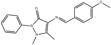 (E)-4-((4-methoxybenzylidene)amino)-1,5-dimethyl-2-phenyl-1,2-dihydro-3H-pyrazol-3-one Structure