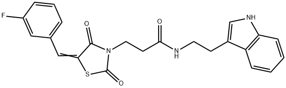 3-[(5E)-5-[(3-fluorophenyl)methylidene]-2,4-dioxo-1,3-thiazolidin-3-yl]-N-[2-(1H-indol-3-yl)ethyl]propanamide Structure