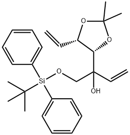 1-(tert-butyldiphenylsilyloxy)-2-((4S,5S)-2,2-dimethyl-5-vinyl-1,3-dioxolan-4-yl)but-3-en-2-ol Structure