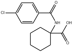 1-(4-chlorobenzamido)cyclohexane-1-carboxylic acid 化学構造式