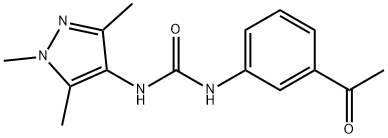 1-(3-乙酰基苯基)-3-(1,3,5-三甲基-1H-吡唑-4-基)脲, 908229-61-8, 结构式