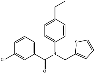 3-chloro-N-(4-ethylphenyl)-N-(thiophen-2-ylmethyl)benzamide Structure