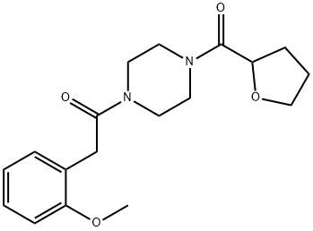 1-[(2-methoxyphenyl)acetyl]-4-(tetrahydrofuran-2-ylcarbonyl)piperazine 化学構造式