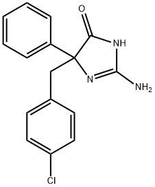 2-amino-5-[(4-chlorophenyl)methyl]-5-phenyl-4,5-dihydro-1H-imidazol-4-one 化学構造式
