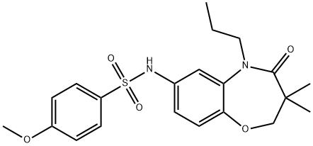 N-(3,3-dimethyl-4-oxo-5-propyl-2H-1,5-benzoxazepin-7-yl)-4-methoxybenzenesulfonamide 化学構造式