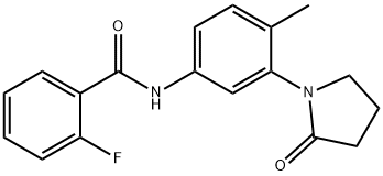 2-fluoro-N-[4-methyl-3-(2-oxopyrrolidin-1-yl)phenyl]benzamide 结构式