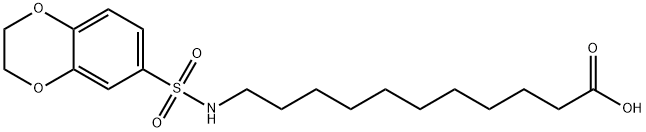 11-(2,3-Dihydro-benzo[1,4]dioxine-6-sulfonylamino)-undecanoic acid 化学構造式