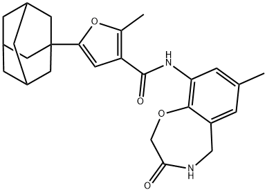 5-(1-adamantyl)-2-methyl-N-(7-methyl-3-oxo-4,5-dihydro-1,4-benzoxazepin-9-yl)furan-3-carboxamide Structure