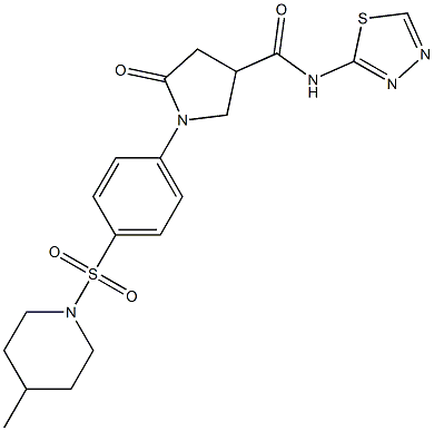 1-[4-(4-methylpiperidin-1-yl)sulfonylphenyl]-5-oxo-N-(1,3,4-thiadiazol-2-yl)pyrrolidine-3-carboxamide 化学構造式