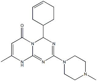 4-cyclohex-3-en-1-yl-8-methyl-2-(4-methylpiperazin-1-yl)-4,9-dihydropyrimido[1,2-a][1,3,5]triazin-6-one,925168-54-3,结构式