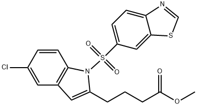 甲基 4-(1-(苯并[D]噻唑-6-基磺酰)-5-氯-1H-吲哚-2-基)丁酯, 927961-17-9, 结构式