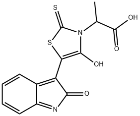 (Z)-2-(4-oxo-5-(2-oxoindolin-3-ylidene)-2-thioxothiazolidin-3-yl)propanoic acid Structure