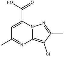 3-Chloro-2,5-dimethylpyrazolo[1,5-a]pyrimidine-7-carboxylic acid 结构式