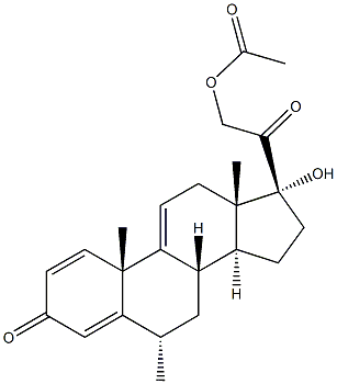 Pregna-1,4,9(11)-triene-3,20-dione,21-(acetyloxy)-17-hydroxy-6-methyl-, (6a)- Structure