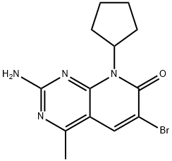 2-amino-6-bromo-8-cyclopentyl-4-methylpyrido[2,3-d]pyrimidin-7(8H)-one Struktur