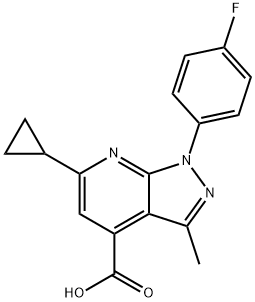6-Cyclopropyl-1-(4-fluorophenyl)-3-methyl-pyrazolo[3,4-b]pyridine-4-carboxylic acid Structure