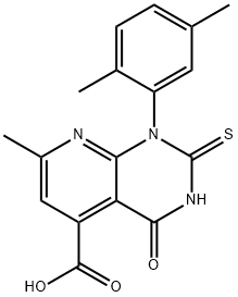 1-(2,5-Dimethylphenyl)-2-mercapto-7-methyl-4-oxo-1,4-dihydropyrido[2,3-d]pyrimidine-5-carboxylic acid Struktur