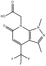 2-[1,3-二甲基-6-氧代-4-(三氟甲基)-1H,6H,7H-吡唑并[3,4-B]吡啶-7-基]乙酸, 937605-40-8, 结构式